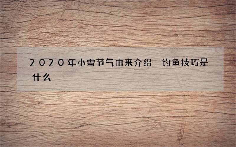 2020年小雪节气由来介绍 钓鱼技巧是什么